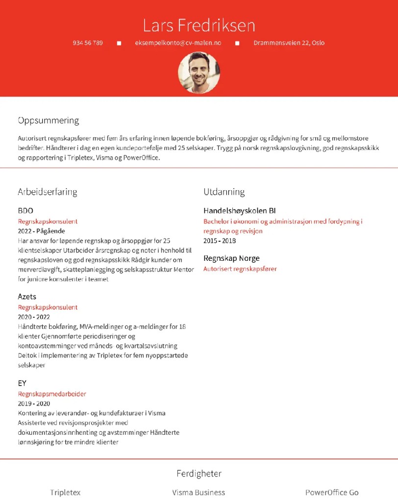 CV-mal Ottawa – Tokolonneoppsett med fet toppbanner