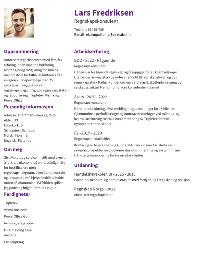 CV-mal Tokyo – Tokolonneoppsett med ferdighetssidefelt