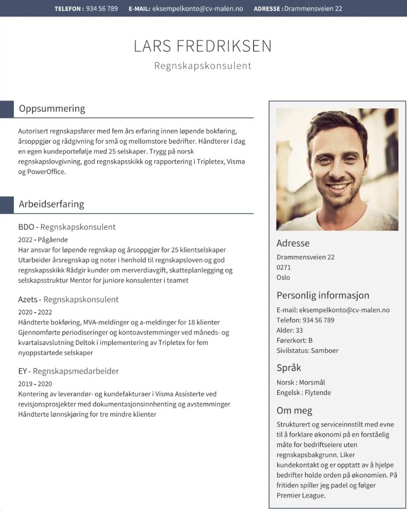 CV-mal Wellington – To-kolonneoppsett med bildesidefelt