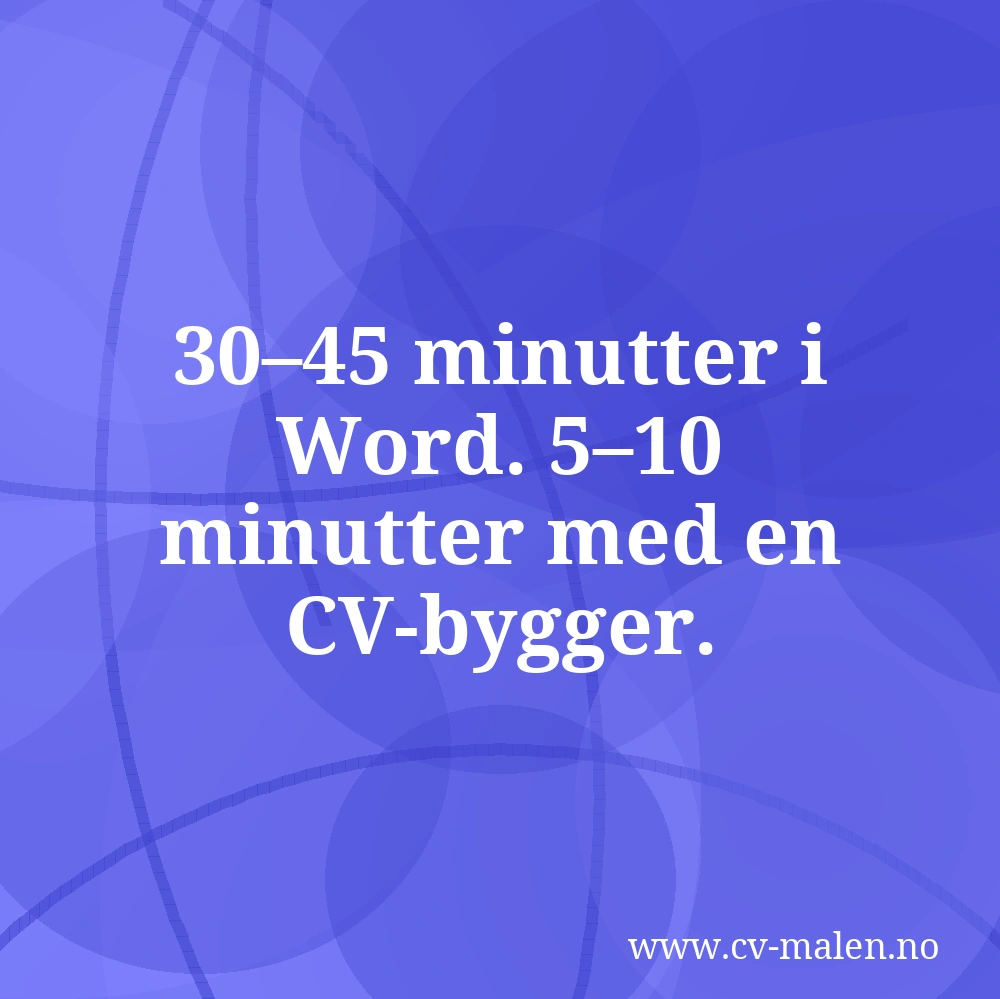 30–45 minutter i Word. 5–10 minutter med en CV-bygger.