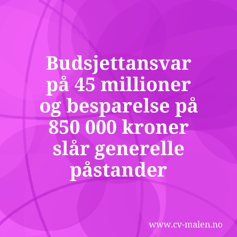 Budsjettansvar på 45 millioner og besparelse på 850 000 kroner slår generelle påstander